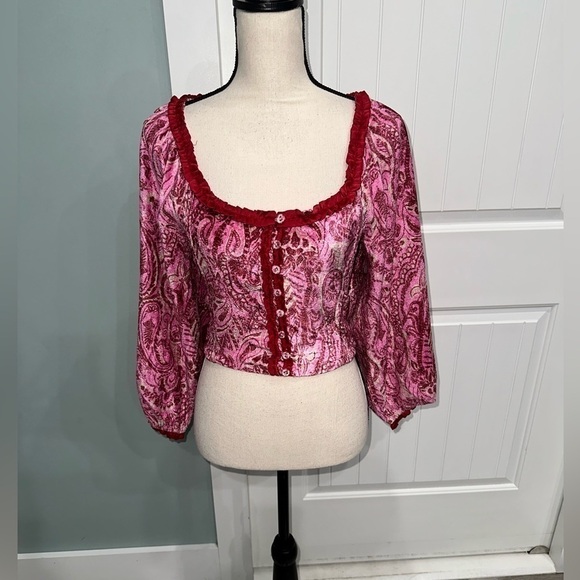 Free People Dare Me Velvet blouse size small - Picture 6 of 12